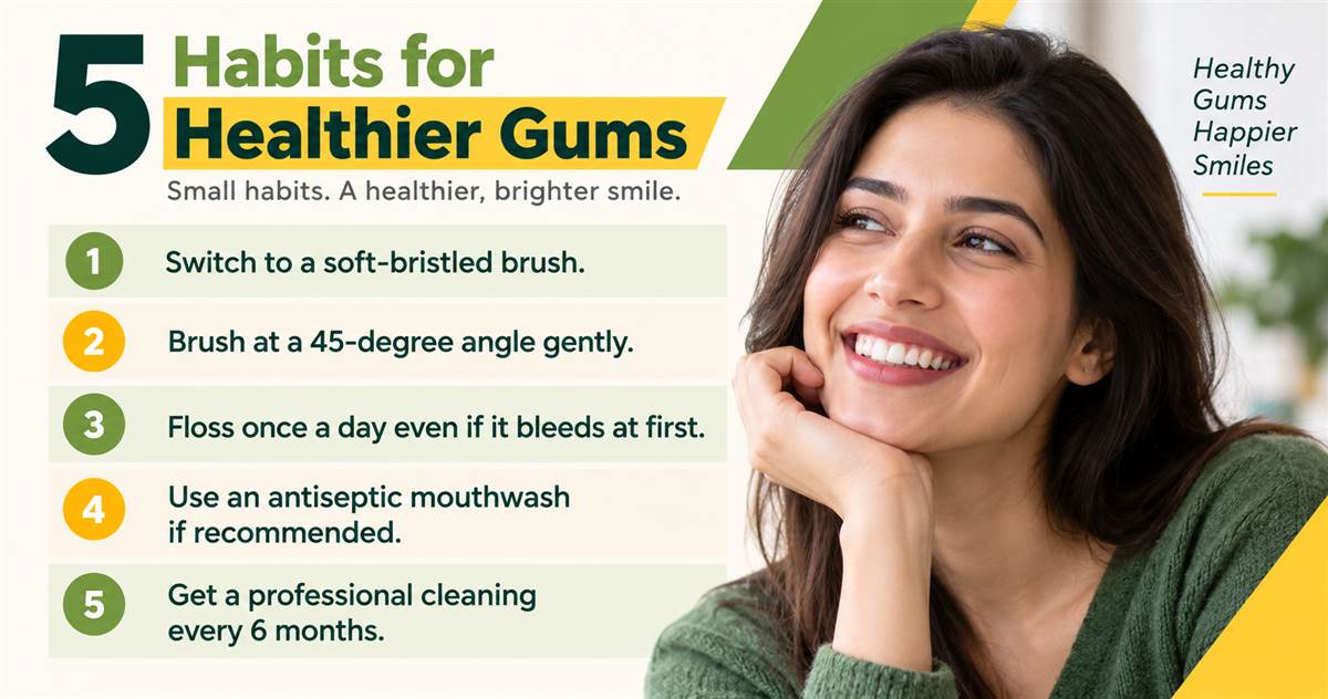 Five habits for healthier gums infographic