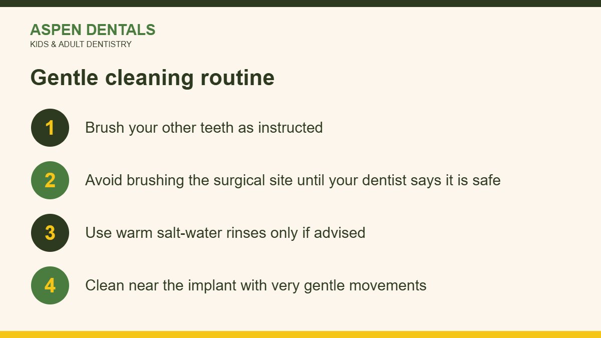 Gentle cleaning routine for implant healing